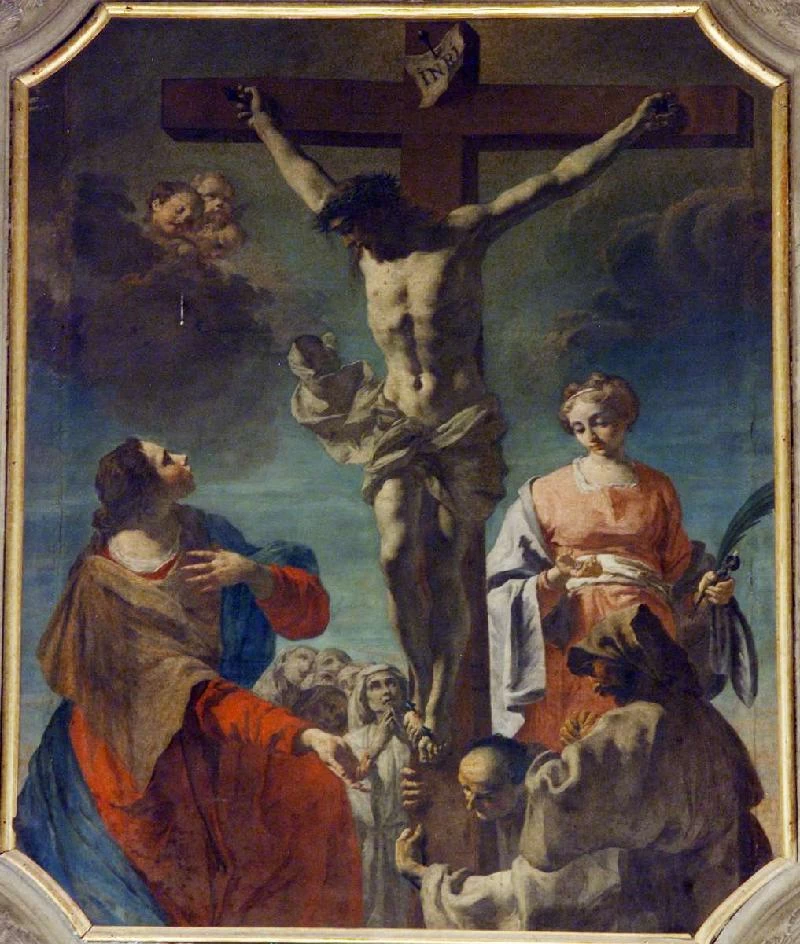 Gesù crocifisso con due sante e Disciplini